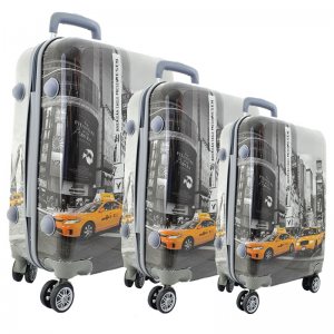 Комплект 3 броя PVC леки спинър- куфари New York Taxi К-16-348-3 - ПОЛИКАРБОН
