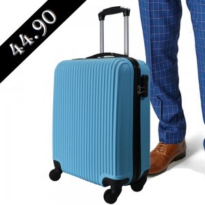 Ръчен авио ABS куфар - спинър 821 SKY BLUE твърд, лек 2.5 кг за RAYANAIR и WIZZAIR