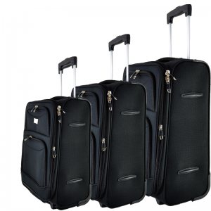 Висок клас разширяващи се текстилни куфари Perfect Line BLACK 1048, 3 бр.