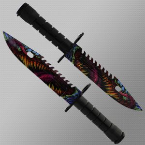 Геймърски нож CS M9 BAYONET DARK MONSTER M13 и ПОДАРЪК дървена стойка