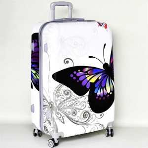 XXL голям PVC лек спинър- куфар 1309 BUTTERFLY WHITE - ПОЛИКАРБОН