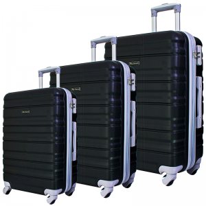Комплект 3 броя ABS куфари BUSINESS MTRAVEL 1601 BLACK, скрит механизъм и РАЗШИРЕНИЕ