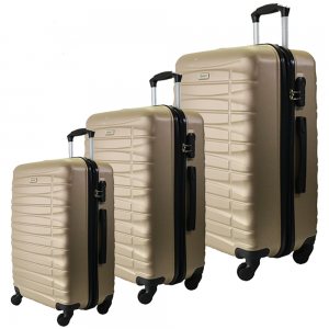 Комплект 3 броя ABS авио куфари-спинъри TRANSIT 837 GOLD, скрит механизъм, РАЗШИРЕНИЕ