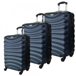 Комплект 3 броя ABS авио куфари-спинъри TRANSIT 822 DARK BLUE, скрит механизъм, РАЗШИРЕНИЕ
