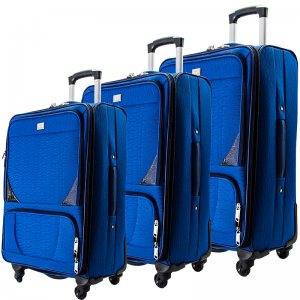 Висок клас разширяващи се текстилни спинър куфари BLUE 1502 - 3 броя