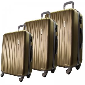 Комплект 3 броя ABS куфари ART GALERY DaVinci 8076, скрит механизъм, GOLD
