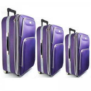 Perfect Line Purple , 3 разширяващи се куфара, твърд гръб, вграден механизъм 1319Г3