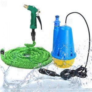 Мощна автономна водоструйка 12V с потопяема помпа, маркуч и пистолет COMPACT