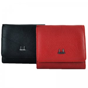 Дамски портфейл от естествена кожа QIANXILU 1047 / черно, червено