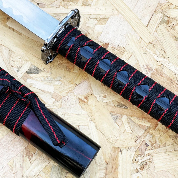 Голям традиционен японски меч КАТАНА RED DRAGON с дървен калъф и дърворезби