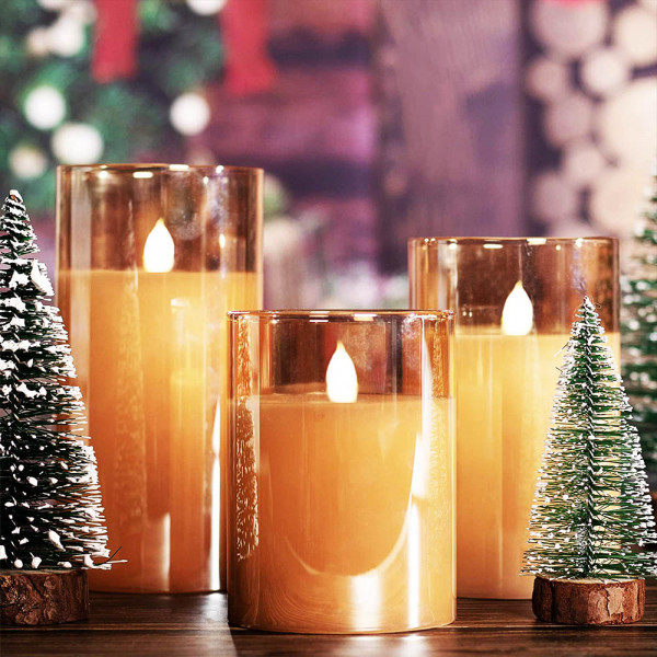 Три луксозни LED свещи, дистанционно управление, различни цветове