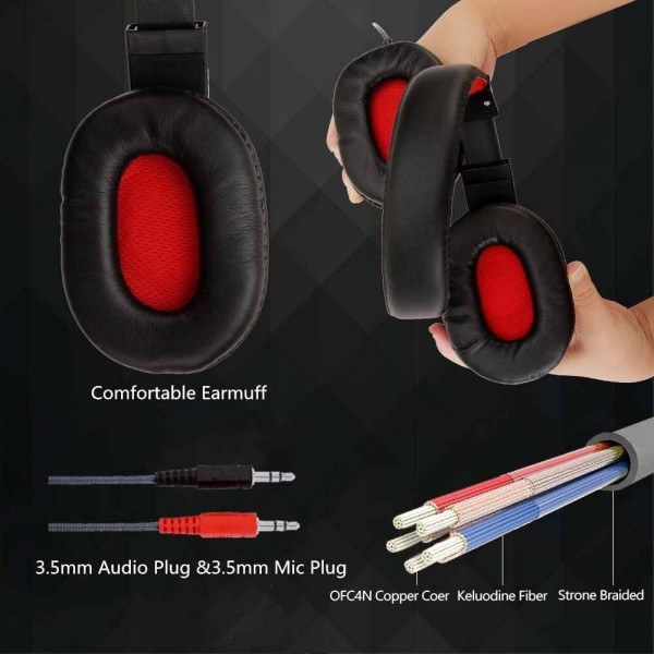 Гейминг LED хедсет слушалки с микрофон GM-003: 360° Vibration sound с дълбок бас