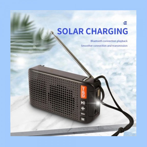 Мощна соларна BT колонка Stereo TG-184 СИВА - портативна, безжична, поддържа TWS