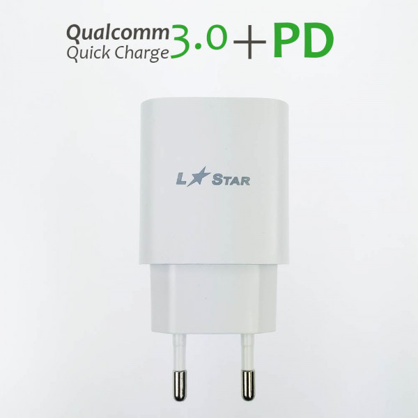 Уникално Fast Charge зарядно L-Star Qualcomm TC-11 3.0 + PD, 18W