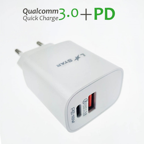 Уникално Fast Charge зарядно L-Star Qualcomm TC-11 3.0 + PD, 18W