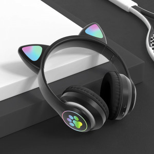 Сладурски безжични слушалки КОТЕНЦЕ със светещи цветни LED ушички...
