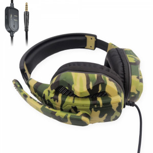 Геймърски PUBG хедсет слушалки с микрофон X4 Pro - идеални за PC и мобилни устройства, зелен камуфлаж