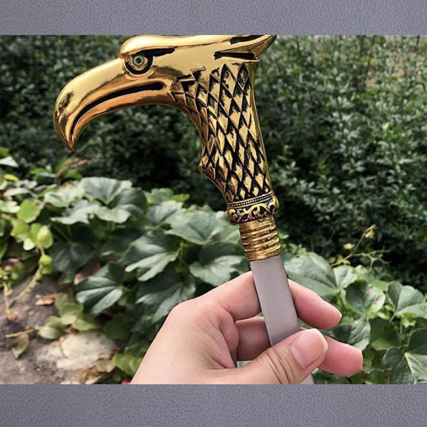 Елегантен и стилен бастун с кинжал и метална дръжка с глава на златен орел SW-18, BFO