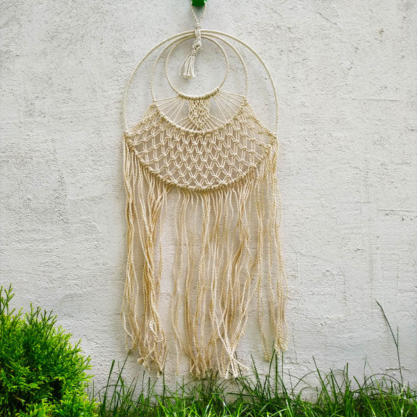 Декоративна въжена украса МАКРАМЕ тип капан за сънища за хармония в дома, офиса, кафенето и т.н.