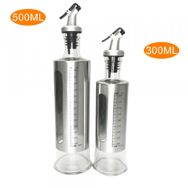 Универсален стъклен диспенсър за олио, зехтин, оцет и т.н., 300 мл