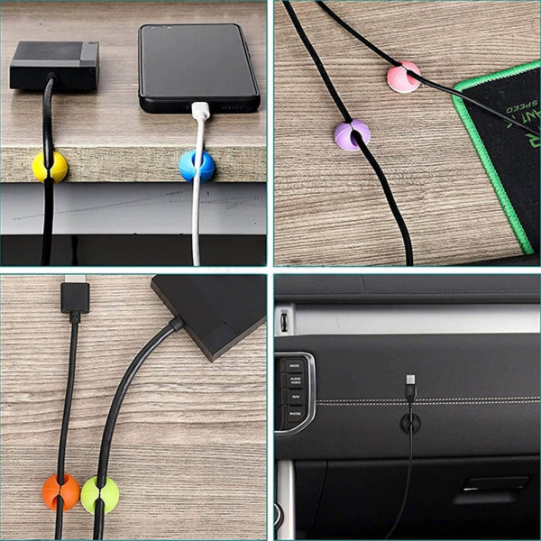 Малки самозалепващи се кукички-органайзери за разпиляните кабели, 4 бр