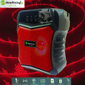 Мощно мини караоке New Rixing G, 301А - bluetooth, AUX, TF, USB, FM, кабелен микрофон