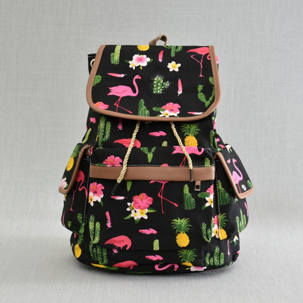 Шарена лятна раничка 31586 - различни цветни десени, СИН/ЧЕРЕН