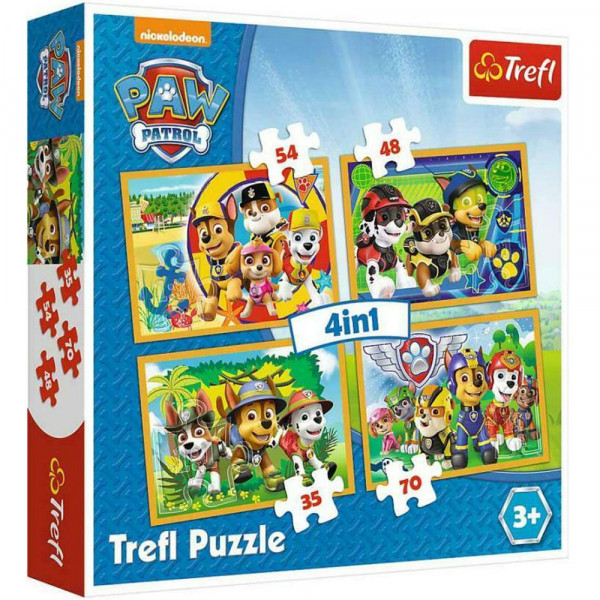 Детски пъзел-игра 4в1 - 4 различни пъзела Trefl с Paw Patrol