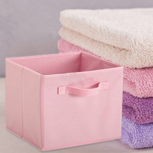 Сгъваем органйазер - текстилна кутия РОЗОВА за всякакви вещи, 15 х 15 х 15 см