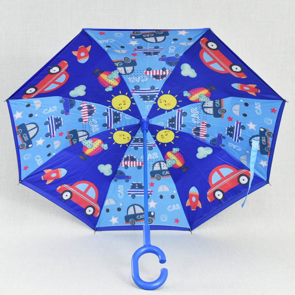 Детски ветроупорен чадър 22806 BLUE, затварящ се наобратно