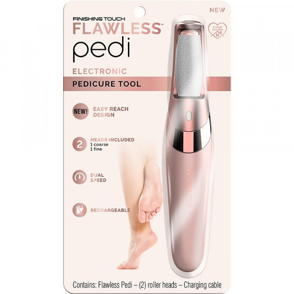 Електрическа пила за пети Finishing Touch Flawless Pedi за педикюр - изглажда кожата и отстранява мъртвата кожа, 2 приставки
