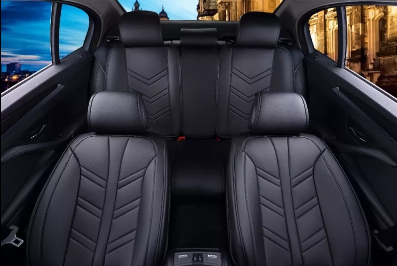 Лукс Комплект Черна Кожена универсална тапицерия / калъфи за седалки