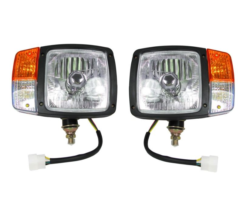 Комплект 2 Броя Кристални Фарове с Кабел, Фар с Mигач, Габарит, За Трактор Багер Комбайн Фадрома и др.