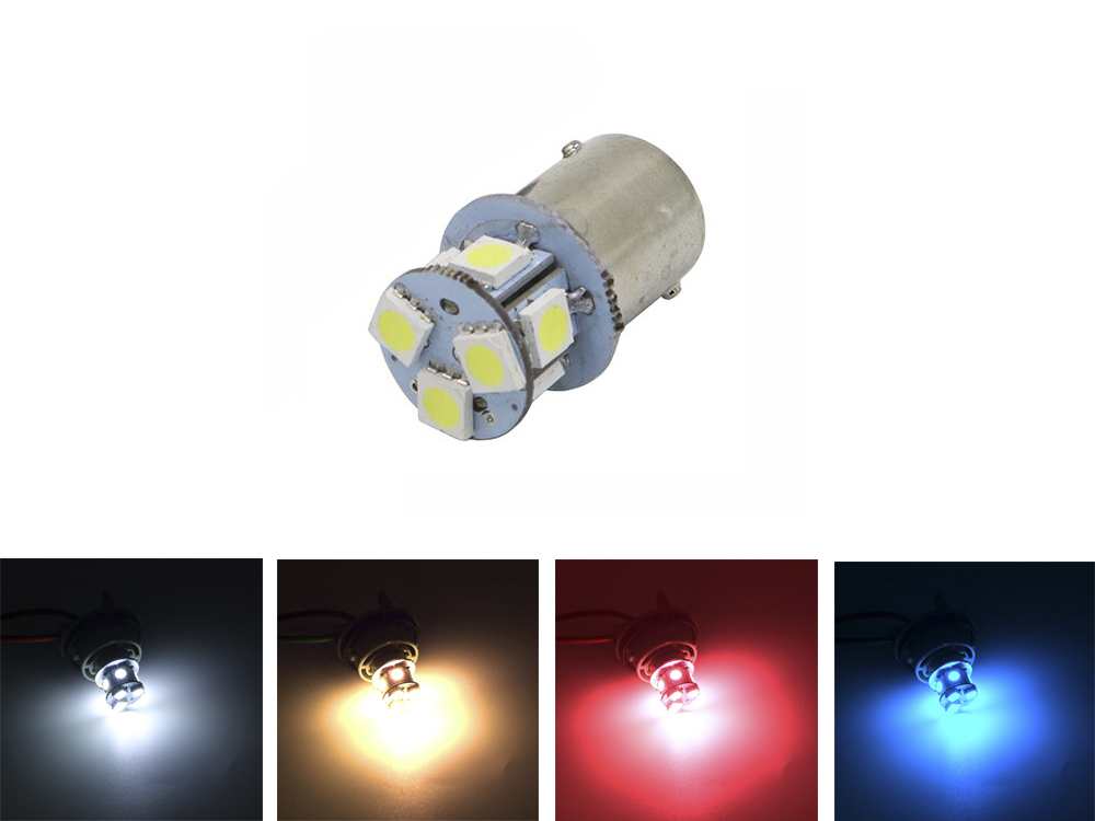 LED Лед Крушки, 8 SMD, BA15S 1156 (P21W), BAU15S 1156 (PY21W), 12V - 24V, Бяла, Оранжева, Червена, Синя Светлина