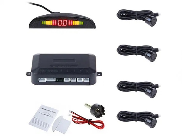 Ултразвуков Парктроник с Четири Датчика и LED Дисплей,  Сив Цвят