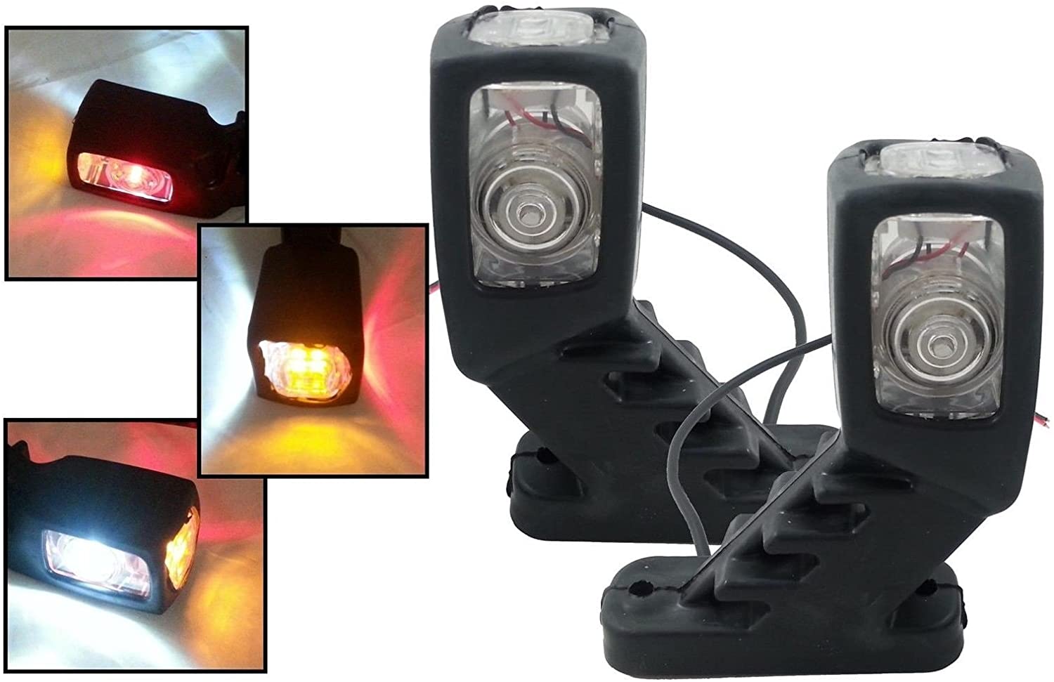 Комплект 2 броя Рогчета, Гумени Странични Маркери, Габаритни Светлини за Камион ТИР Ремарке 12V