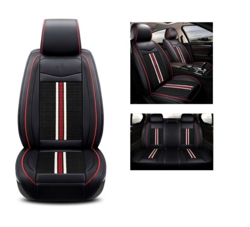 Луксозни калъфи за седалки Комплект Черна Кожена универсална тапицерия