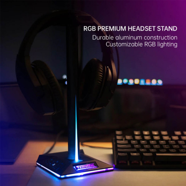 Светеща геймърска стойка за слушалки, атрактивна и удобна