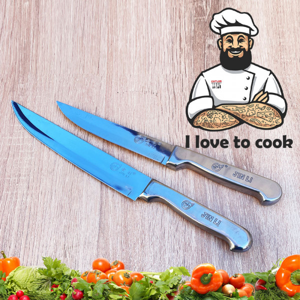 Комплект изцяло метални кухненски ножове LONG JIN LI, 2 броя 32.0 и 26.5 см