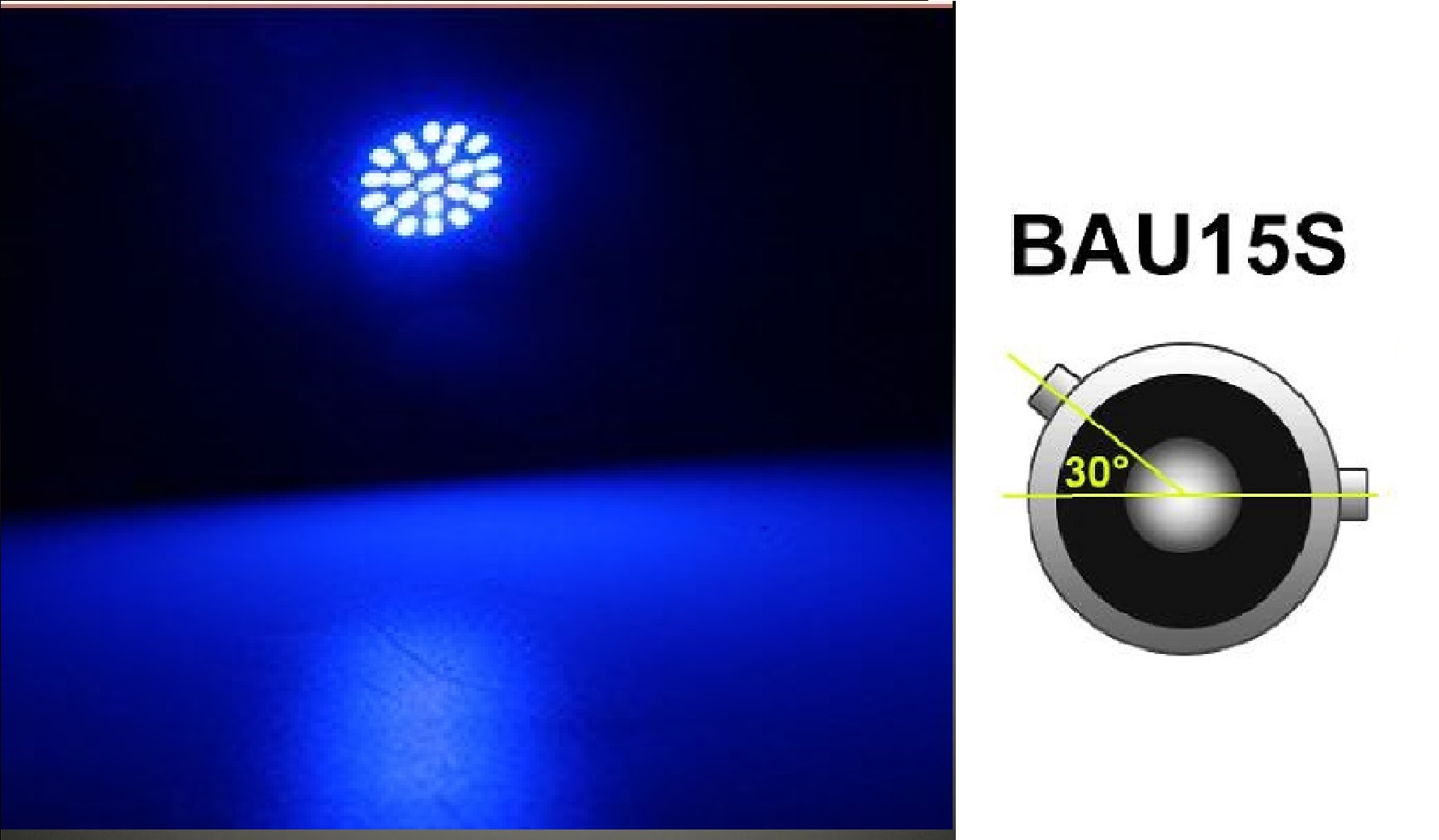 LED Лед Крушки, 8 SMD, BA15S 1156 (P21W), Асиметрични, Разминати пинове (150°) , Offset, 12V, Синя Светлина