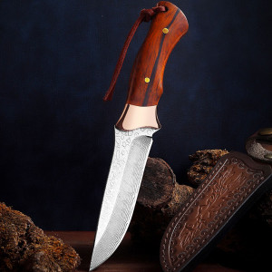 Великолепен ловен нож DAMASK HUNTING, японски дамаск 95 слоя, подложка VG10