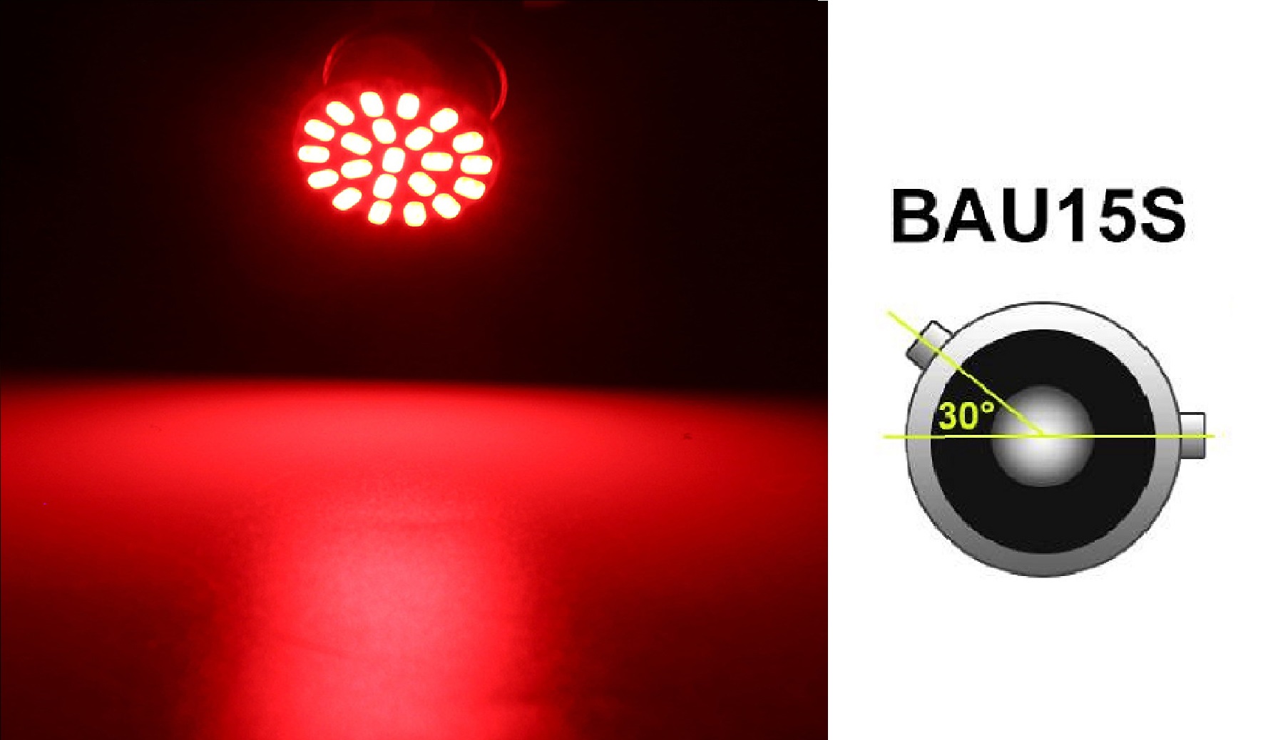 LED Лед Крушки, 8 SMD, BA15S 1156 (P21W), Асиметрични, Разминати пинове (150°) , Offset, 12V, Червена Светлина