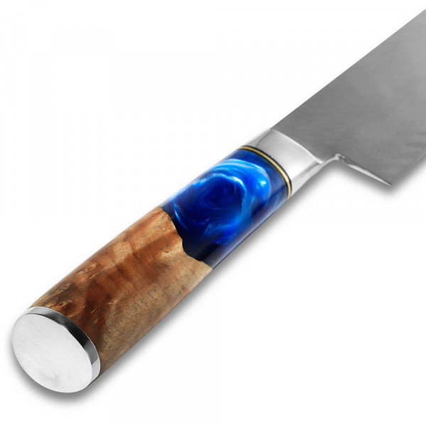 Професионален кухненски нож DAMASK CUTLER BLUE COMPACT, компактен, универсален, супер издръжлив, 20.2 см, BF22
