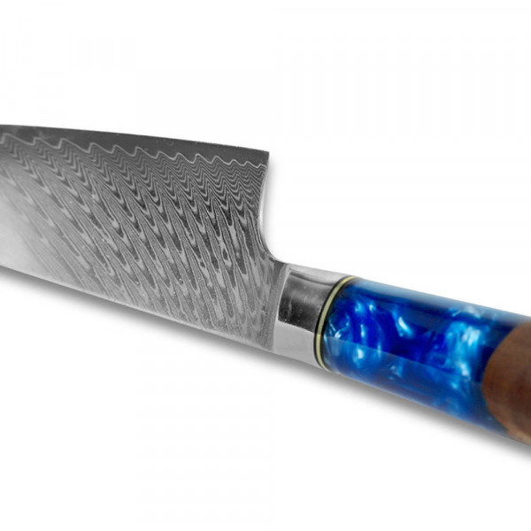 Професионален кухненски нож DAMASK CUTLER BLUE COMPACT, компактен, универсален, супер издръжлив, 20.2 см, BF22