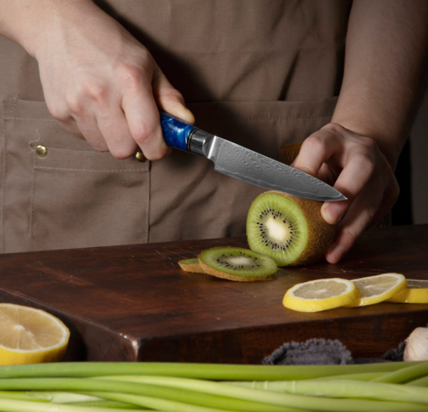 Професионален кухненски нож DAMASK CUTLER BLUE COMPACT J010, компактен, универсален, супер издръжлив, 23.3 см, BF22
