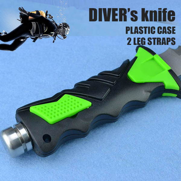 DIVER's EXTRЕMЕ KNIFЕ GREEN- водолазен спортен нoж за гмуркачи, с колан за пристягане към бедро
