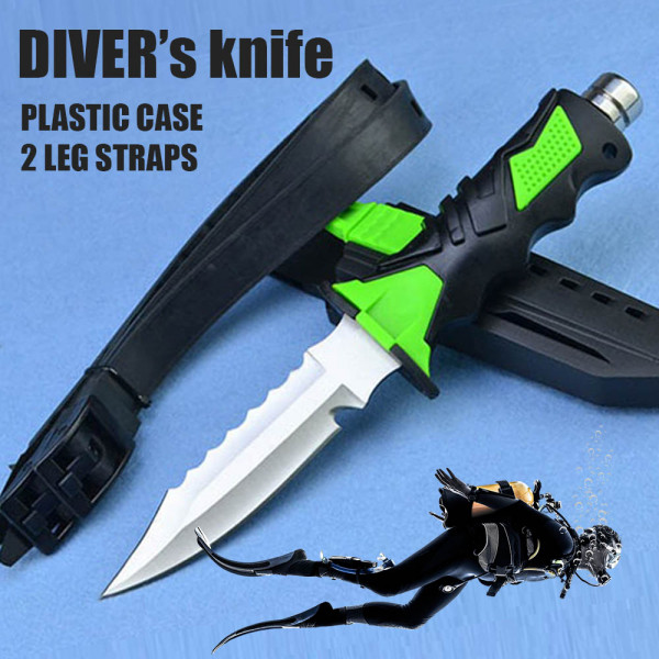 DIVER's EXTRЕMЕ KNIFЕ GREEN- водолазен спортен нoж за гмуркачи, с колан за пристягане към бедро