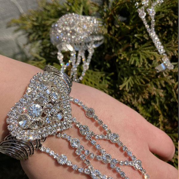 2в1 Луксозна гривна с пръстен и камъни🤍 СЕГА С ПОДАРЪЧНА КУТИЯ!