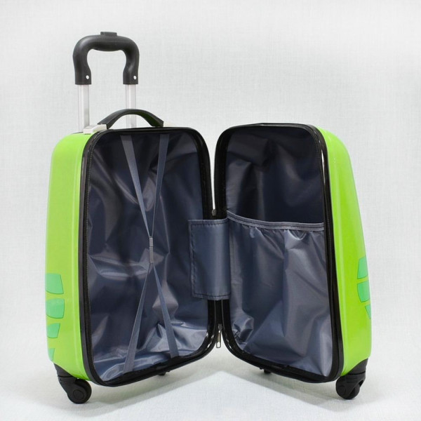 Детски куфар GREEN DINO 31800, 4 безшумни колела, изтегляща се дръжка, поликарбон