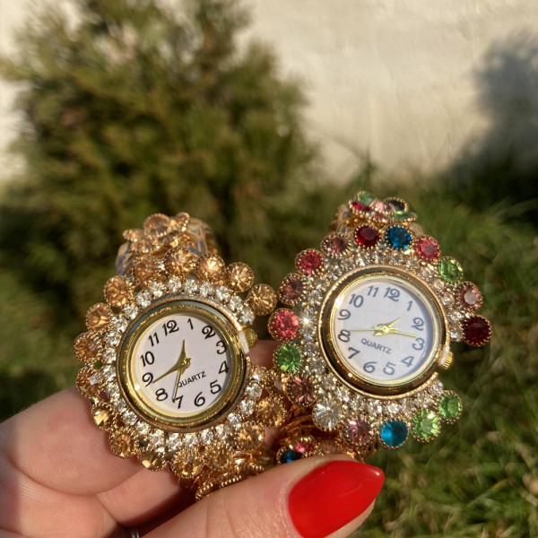 ИДЕАЛНИЯ ПОДАРЪК!!! 2в1 луксозна гривна-часовник с кристали❤ СЕГА С ПОДАРЪЧНА КУТИЯ!